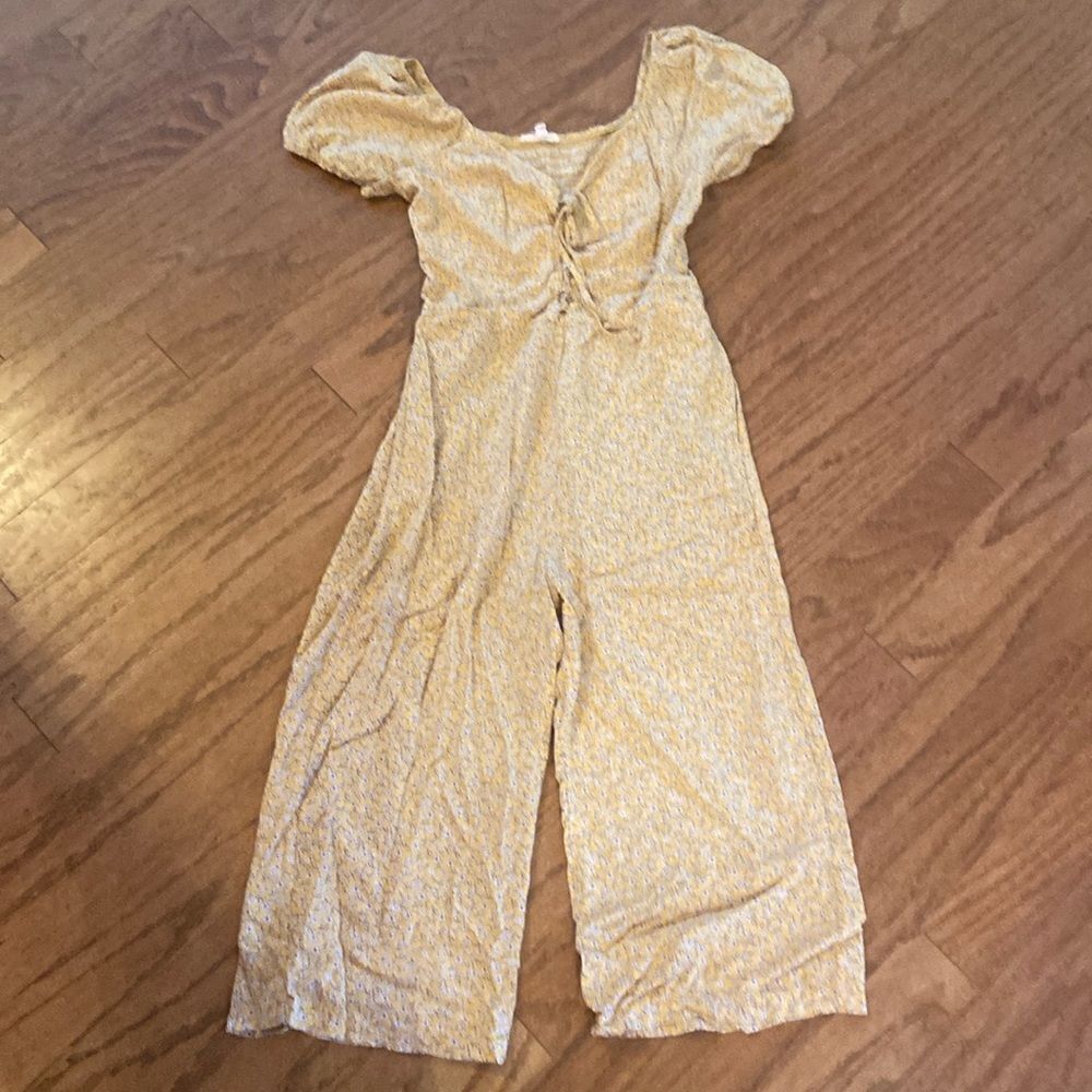 June & Hudson romper, yellow, white, black and copper size medium